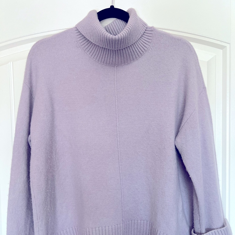 Nordstrom turtleneck sweater in a light lilac color